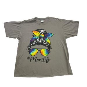 Mom Life Shirt Womens XL Gray Short Sleeve Cotton Port Company